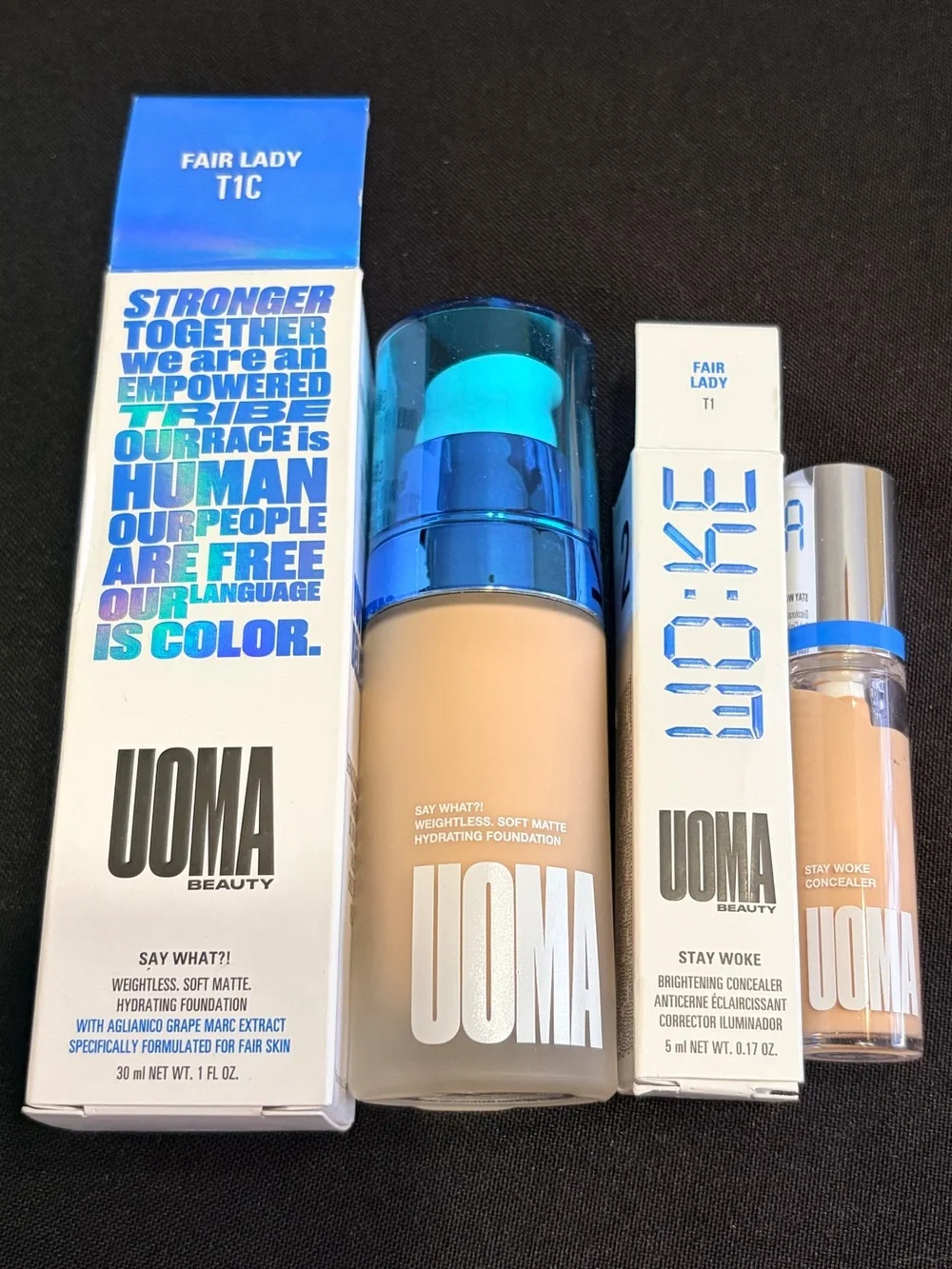 UOMA Beauty Fair Lady T1C Foundation & Concealer Set New FullSz